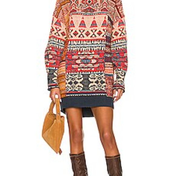 NWOT Free People Taos Sweater Mini Dress In Red, Size XS - Picture 3 of 9